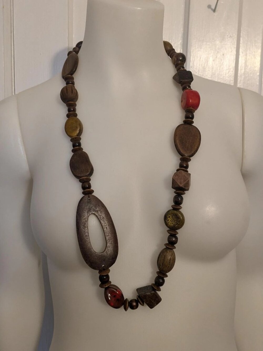 Wood beaded necklace